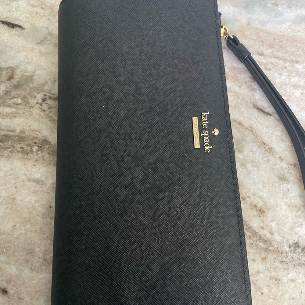 Kate Spade Black Wristlet with Gold Accent